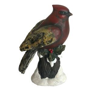 Winter Cardinal Berries Pine Snow Figurine Shelf Holiday Decor